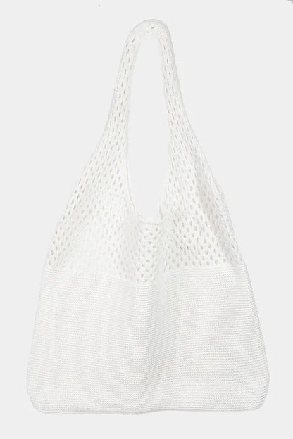 Fame Half Pointelle Knit Tote Bag - Premium Tote Bag from Trendsi - Just $27.99! Shop now at Handbags Specialist Headquarter