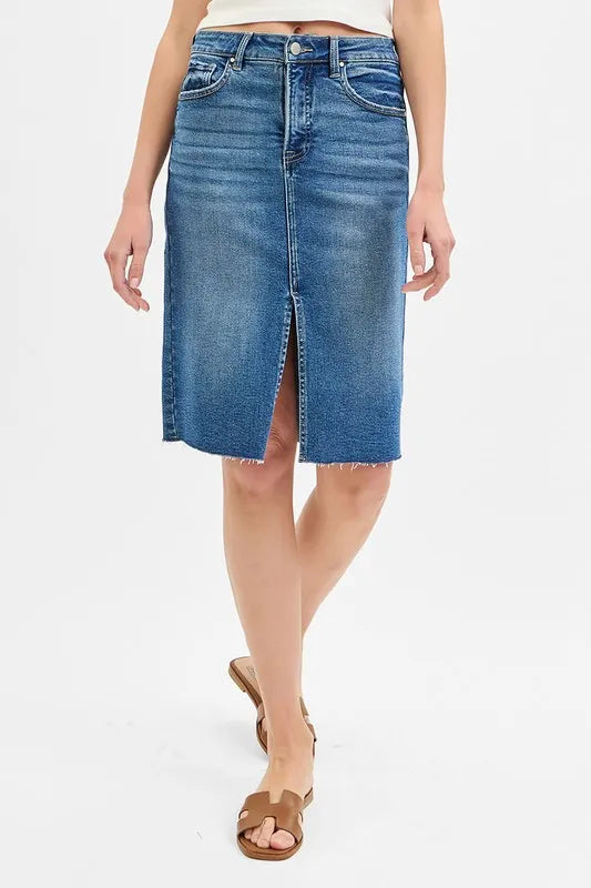 RISEN Full Size High Rise Front Slit Pencil Skirts Plus Size - Premium Women / Jeans & Denim from Trendsi - Just $50.02! Shop now at Handbags Specialist Headquarter