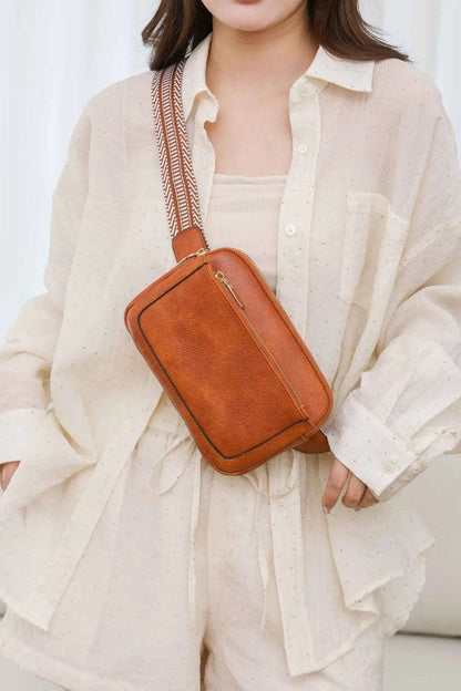 PU Leather Rectangle Crossbody Bag - Premium Crossbody Bag from Trendsi - Just $27.99! Shop now at Handbags Specialist Headquarter