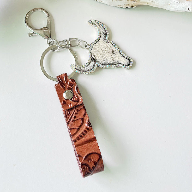 Rhinestone Bull Keychain - Premium Key chain from Trendsi - Just $11! Shop now at Handbags Specialist Headquarter