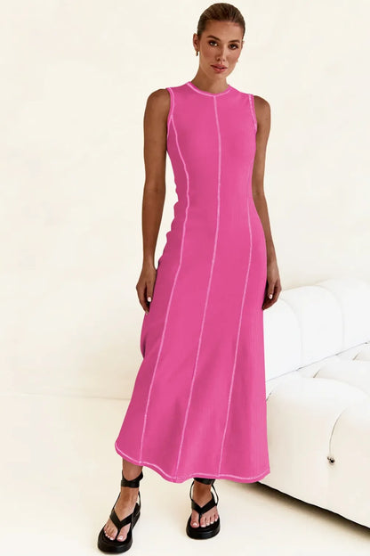 Contrast Stitching Maxi Tank Dress - Premium Maxi Dress from Trendsi - Just $32.99! Shop now at Handbags Specialist Headquarter