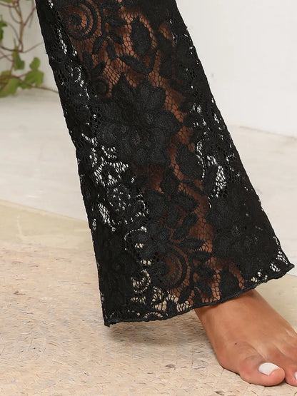 Lace High Waist Swim Pants - Premium Bottoms from Trendsi - Just $22! Shop now at Handbags Specialist Headquarter