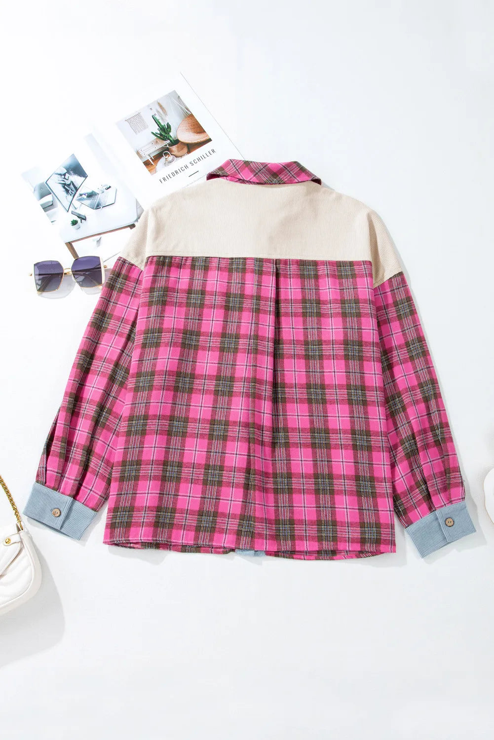 Plus Size Plaid Collared Neck Long Sleeve Shirt - Premium Plus Size Shirts from Trendsi - Just $45.14! Shop now at Handbags Specialist Headquarter