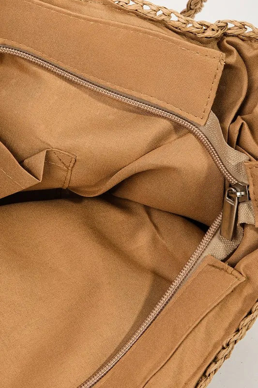 Fame Square Braided Pattern Tote Bag.