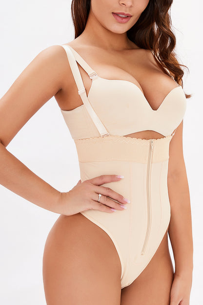 Full Size Adjustable Strap Zip-Up Shaping Bodysuit - Premium Bottoms from Trendsi - Just $36.99! Shop now at Handbags Specialist Headquarter