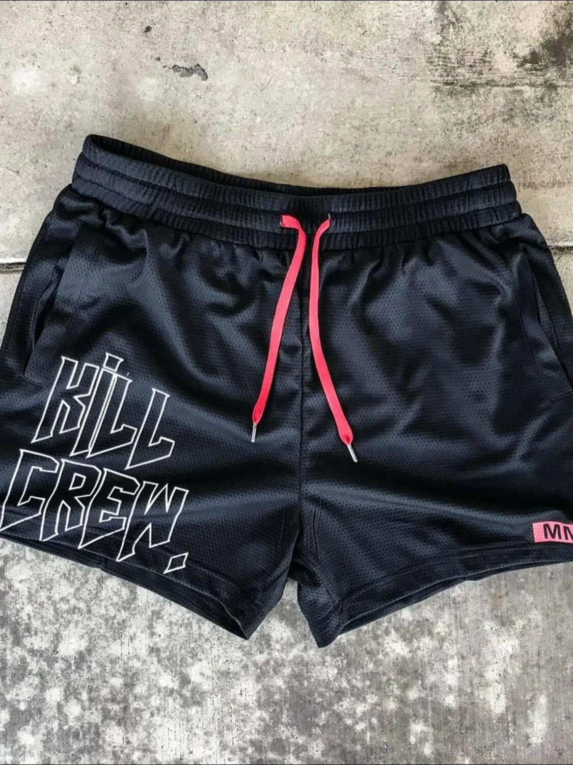 Men's Plus Size Letter Drawstring Shorts.