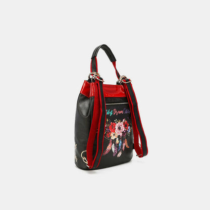 Nicole Lee USA Flower Pattern Adjustable Strap Backpack Bag.