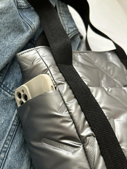 Solid Color Tote Bag with Side Pockets.