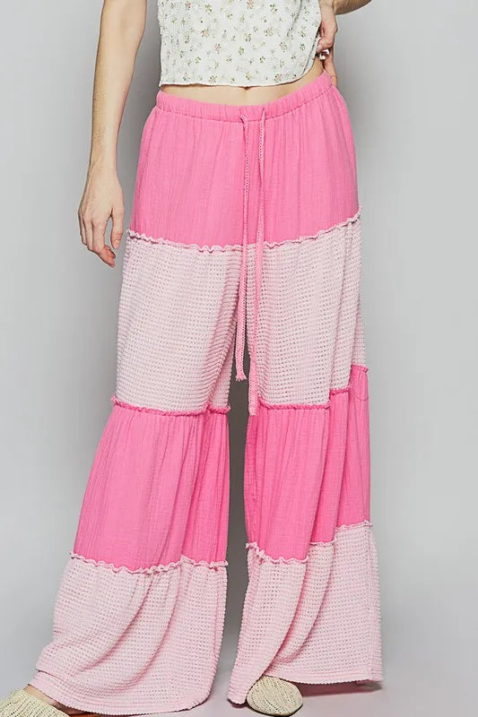 POL Two Tone Drawstring Wide Leg Pants - Premium Bottoms from Trendsi - Just $66.54! Shop now at Handbags Specialist Headquarter