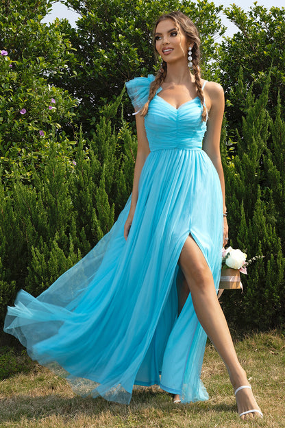 Asymmetrical Ruched Slit Dress - Premium Dresses from Trendsi - Just $54.99! Shop now at Handbags Specialist Headquarter