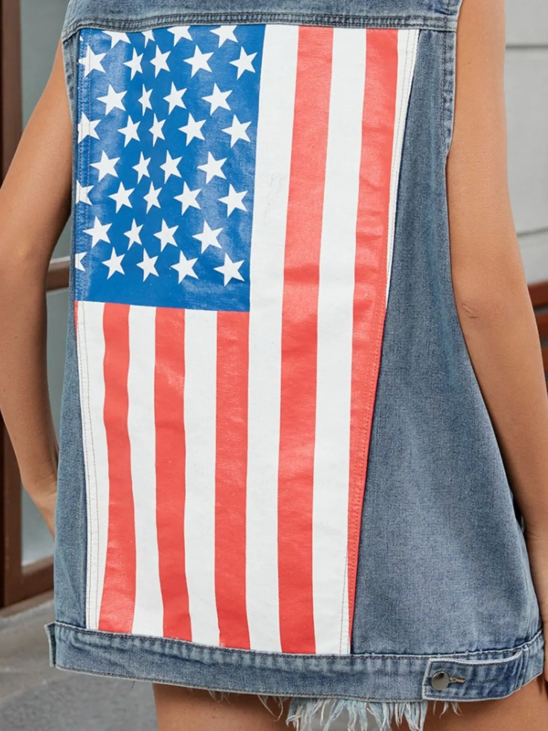 US Flag Button Up Denim Jacket - Premium Women / Jeans & Denim from Trendsi - Just $43.46! Shop now at Handbags Specialist Headquarter