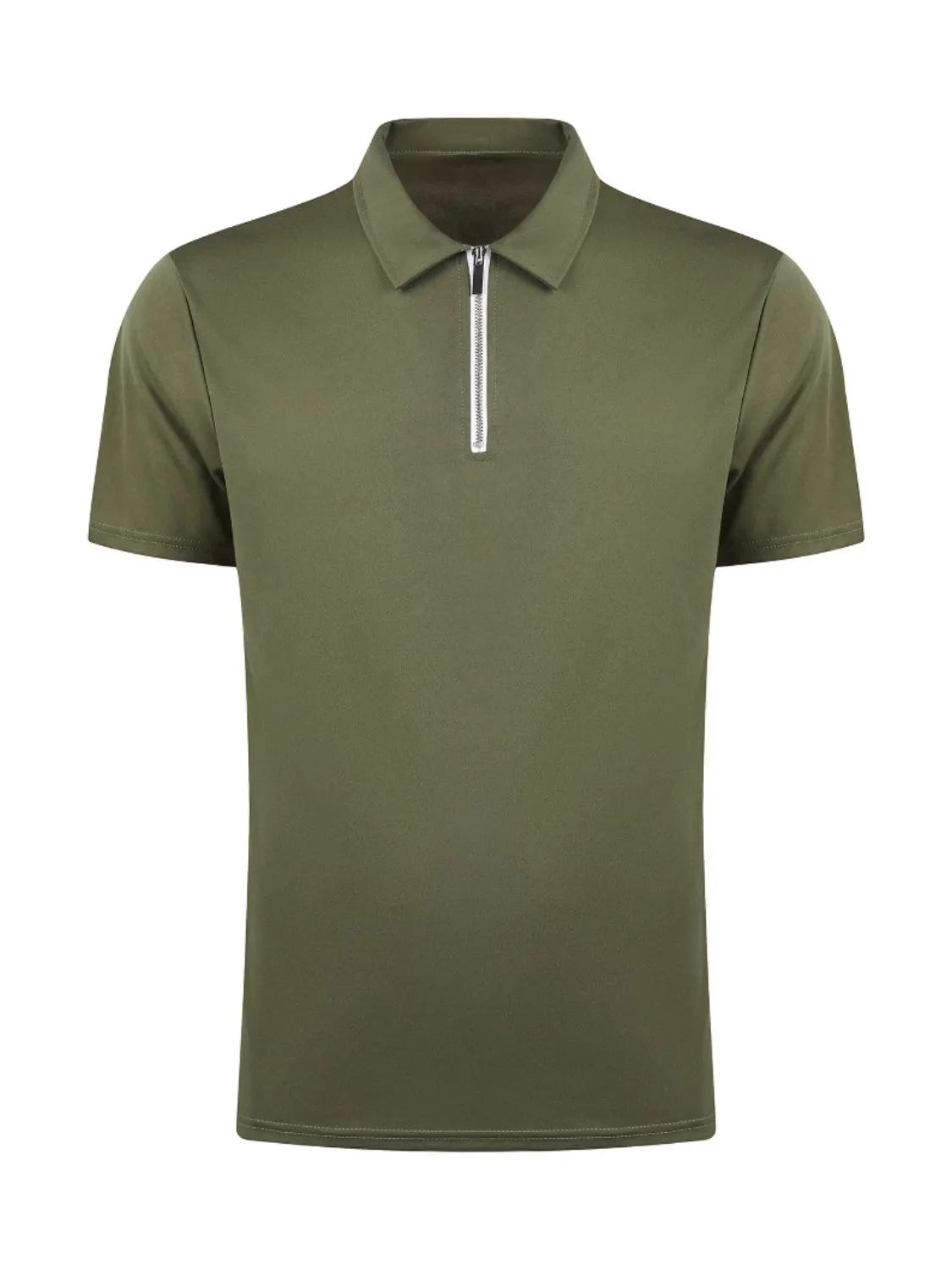 Men's Full Size Zip Collar Short Sleeve Polo Plus Size - Premium Men's Shirts from Trendsi - Just $29.92! Shop now at Handbags Specialist Headquarter