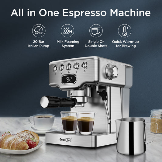 GeekCraft 20-Bar Espresso & Milk Frother Station