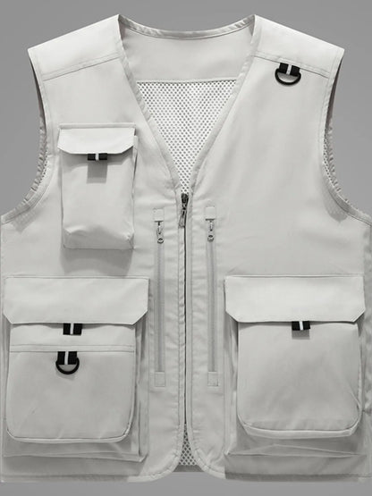 Men's Plus Size Zip Up V-Neck Vest - Premium Men's zip up vest from Trendsi - Just $43.42! Shop now at Handbags Specialist Headquarter