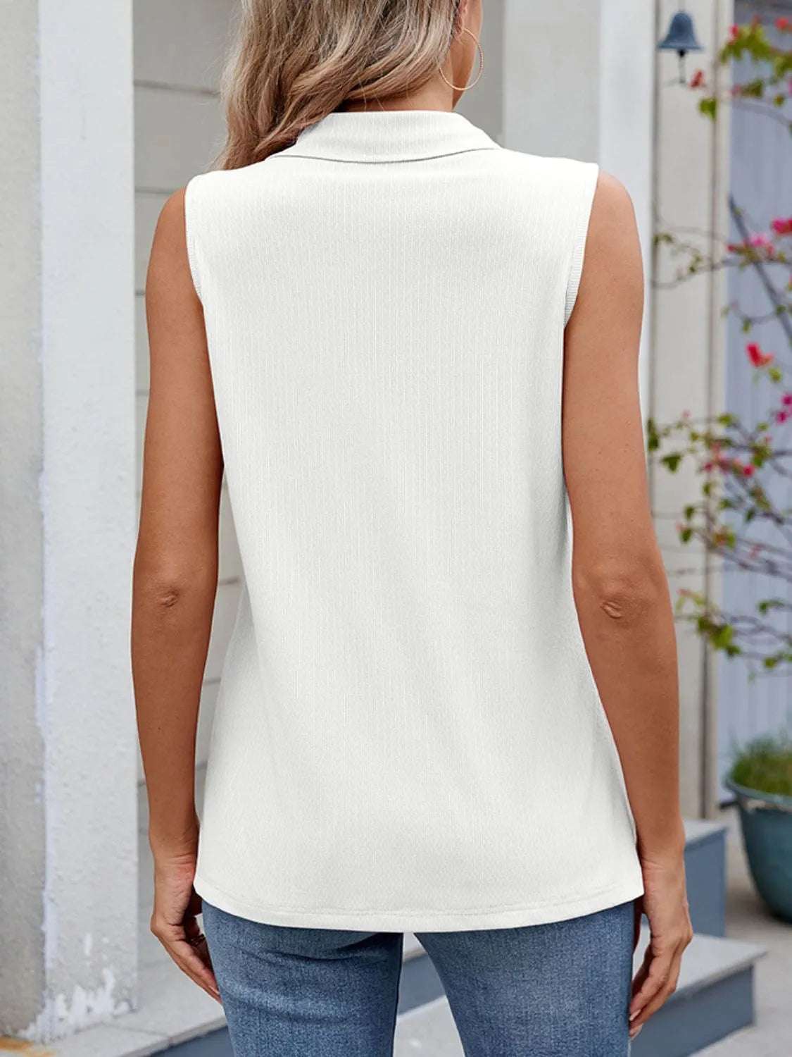 Quarter Zip Collared Tank - Premium Women / Tops from Trendsi - Just $22.60! Shop now at Handbags Specialist Headquarter