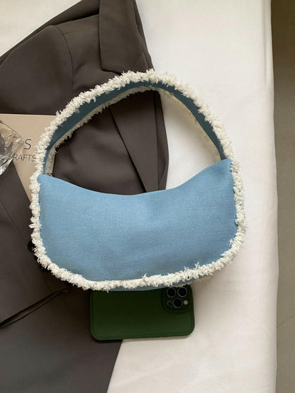 Raw Hem Denim Shoulder Bag.