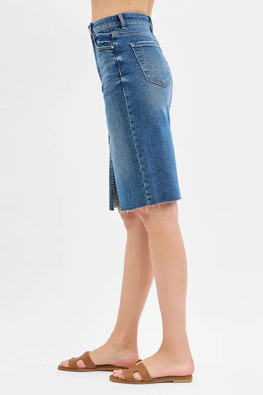 RISEN Full Size High Rise Front Slit Pencil Skirts Plus Size - Premium Women / Jeans & Denim from Trendsi - Just $50.02! Shop now at Handbags Specialist Headquarter