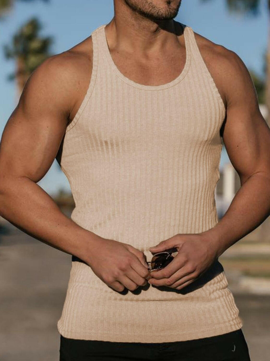 Men's Plus Size Round Neck Tank.