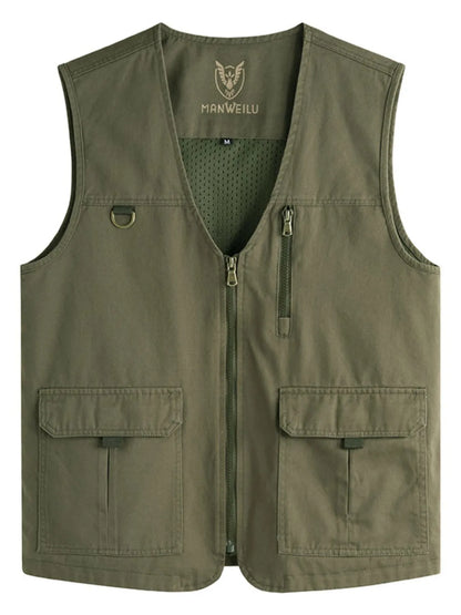 Men's Plus Size Zip Up V-Neck Vest - Premium  from Trendsi - Just $44.62! Shop now at Handbags Specialist Headquarter