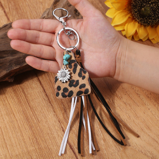 Turquoise Fringe Detail Key Chain - Premium Key chain from Trendsi - Just $10! Shop now at Handbags Specialist Headquarter