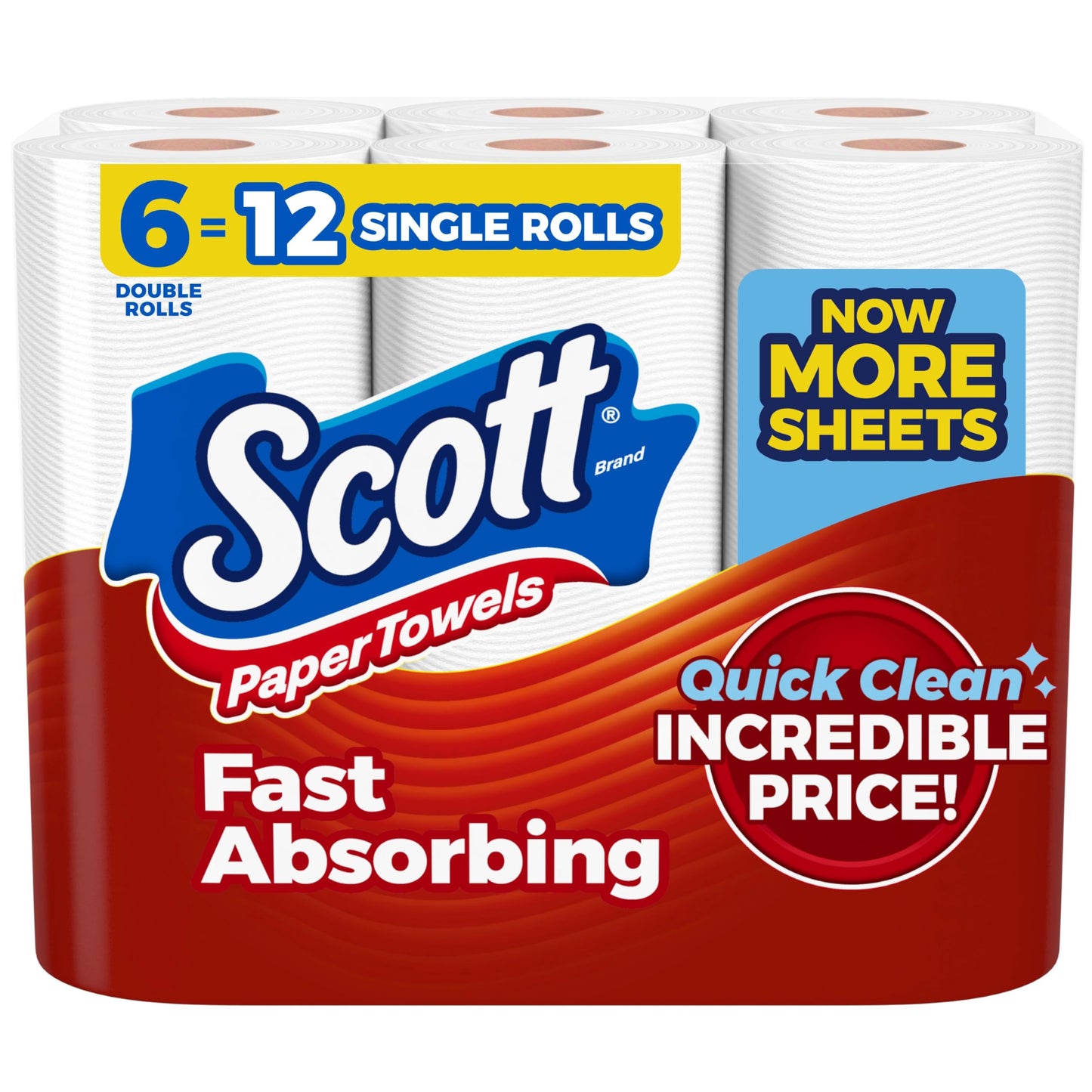 Scott Flexi-Sheet Towels: 6 Double = 12 Regular Rolls
