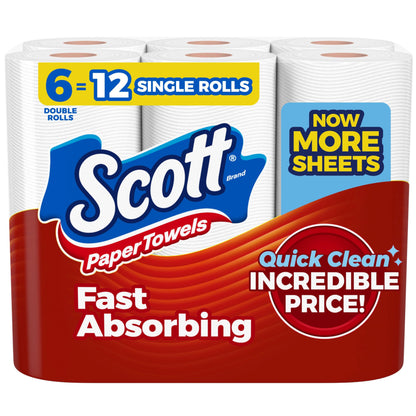 Scott Flexi-Sheet Towels: 6 Double = 12 Regular Rolls