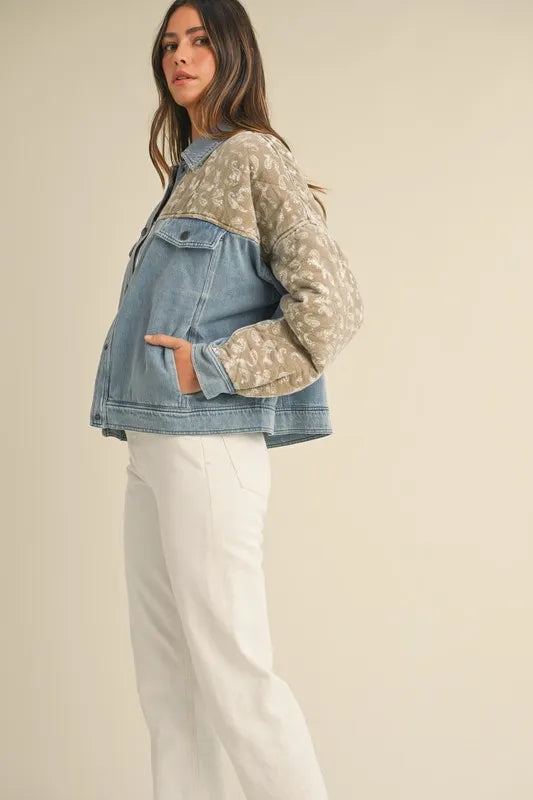 MABLE Quilted Paisley Print Contrast Denim Jacket - Premium Women / Jeans & Denim from Trendsi - Just $71.56! Shop now at Handbags Specialist Headquarter