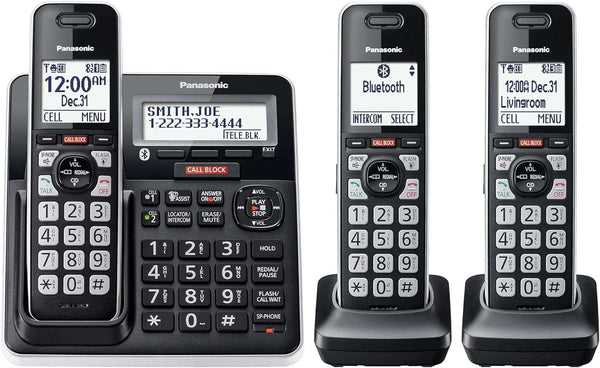 Panasonic Cordless Phone with Advanced Call Block, Link2Cell Bluetooth, One-Ring Scam Alert, and 2-Way Recording with Answering Machine, 5 Handsets - KX-TGF975B (Black with Silver Trim) - Premium Phone from Visit the Panasonic Store - Just $75.99! Shop now at Handbags Specialist Headquarter