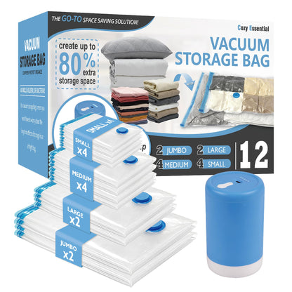 CozyVac Travel Bags with Pump - 6 Pack Space Savers