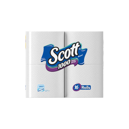 Scott 1000 Toilet Paper, 32 Rolls, Septic-Safe, 1-Ply Toilet Tissue