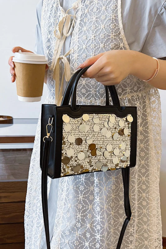PU Leather Sequin Handbag - Premium handbags from Trendsi - Just $29.99! Shop now at Handbags Specialist Headquarter