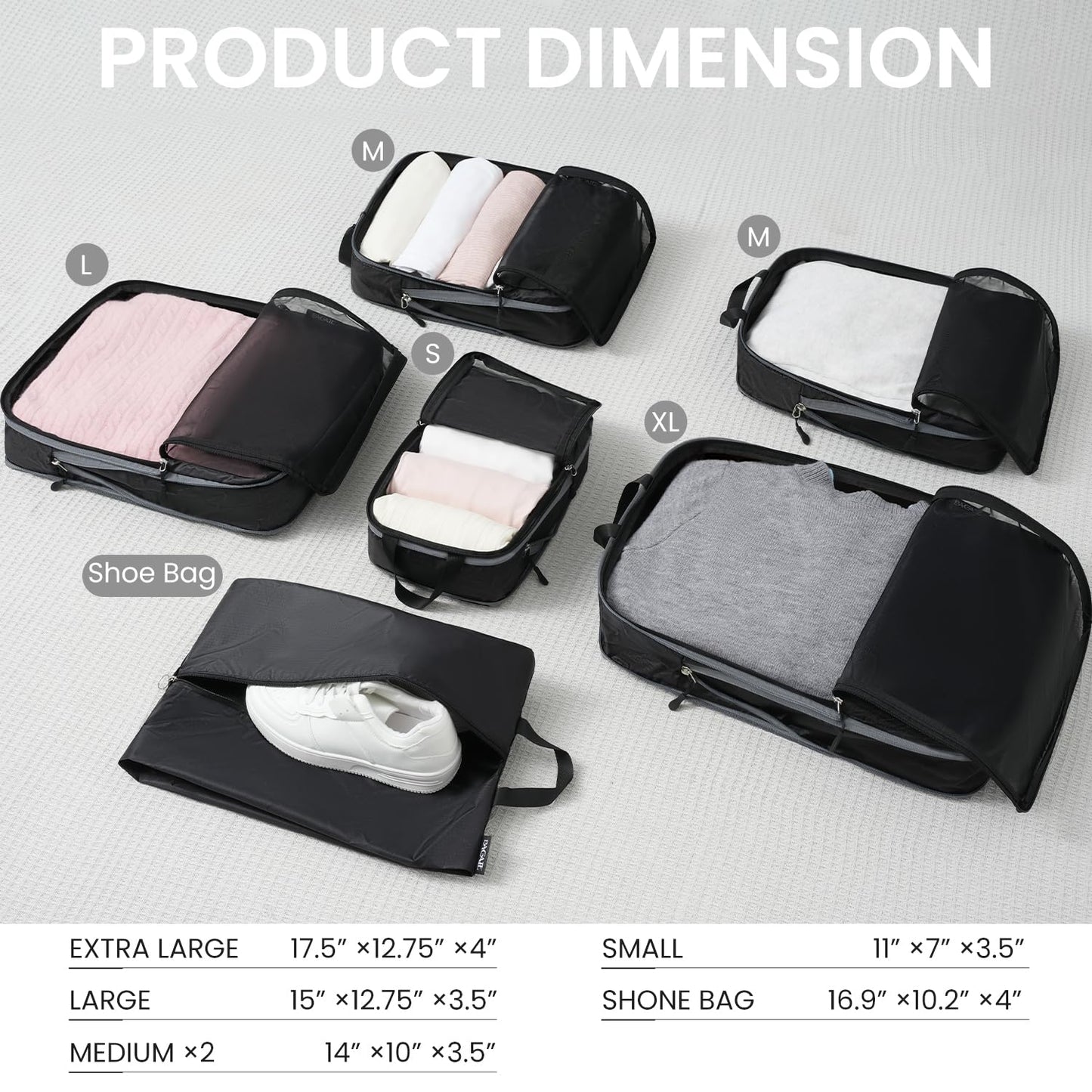 BAGAIL Travel Compression Cubes Set for Packing Ease