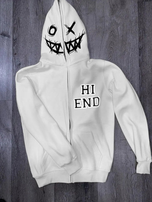 Men's Zip Up Letter Graphic Hoodie - Premium Men's Sweatshirts from Trendsi - Just $43.20! Shop now at Handbags Specialist Headquarter