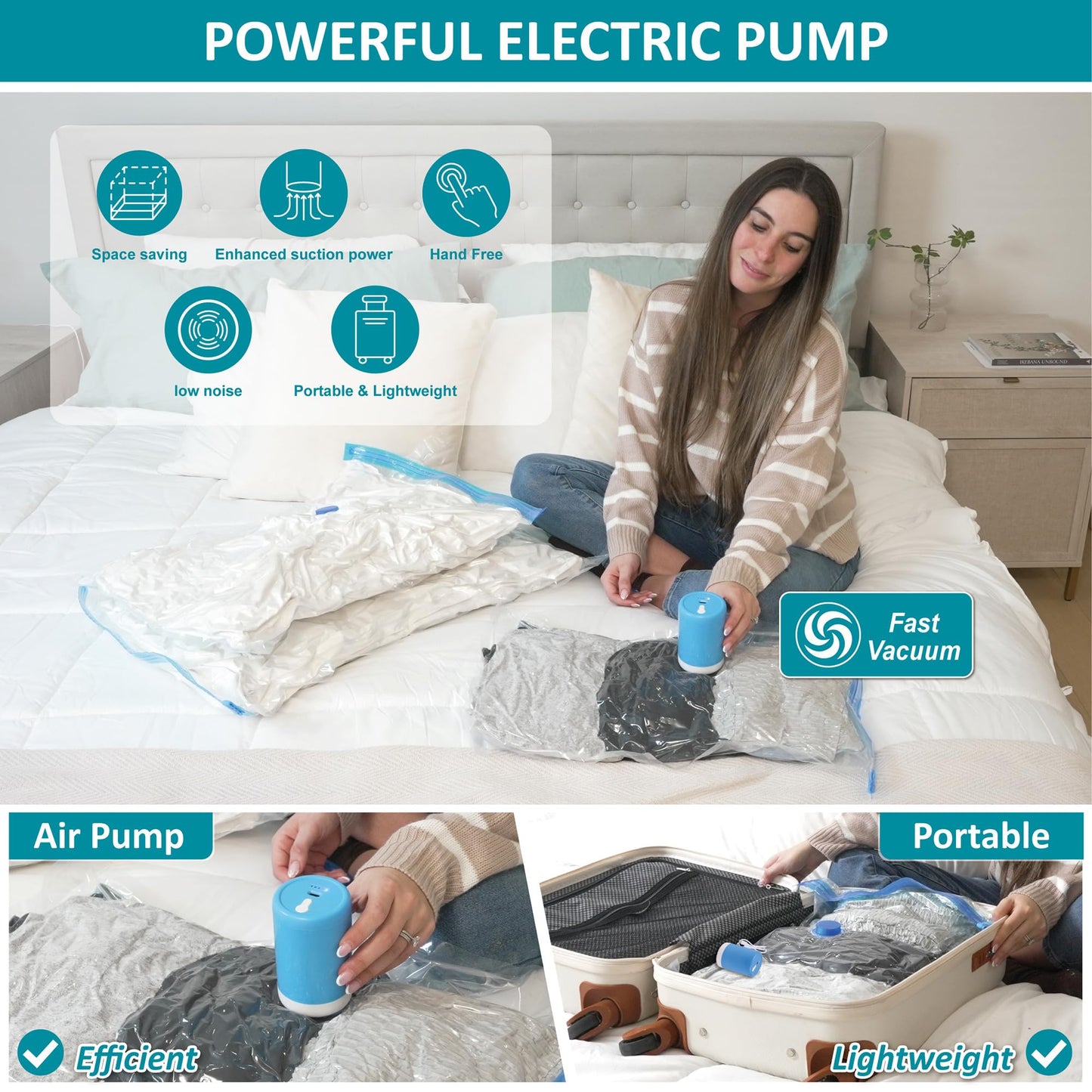 CozyVac Travel Bags with Pump - 6 Pack Space Savers