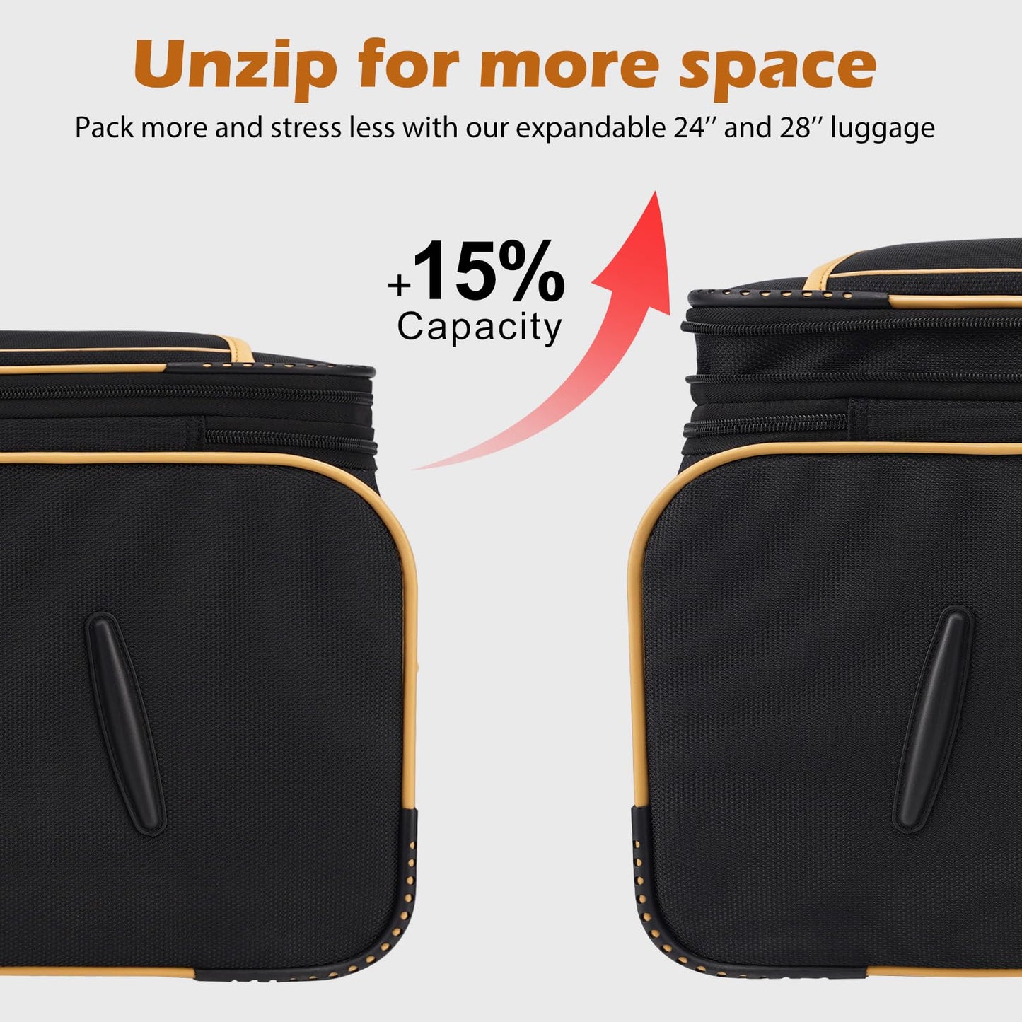 Coolife Expandable 4-Piece Spinner Luggage Set