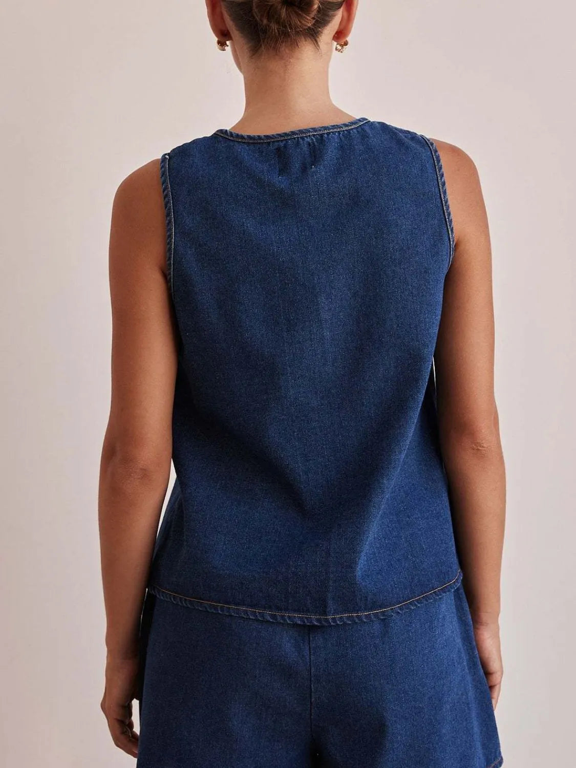 Tie Front Denim Vest - Premium Women / Jeans & Denim from Trendsi - Just $31.60! Shop now at Handbags Specialist Headquarter