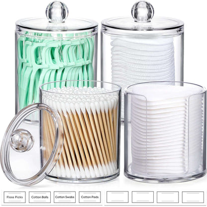 Clear Acrylic Qtip Dispenser Set - 4 Pack