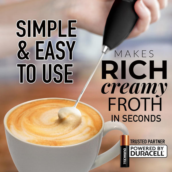 Zulay Kitchen Duracell Powered Milk Frother Wand - Handheld Milk Frother Drink Mixer for Coffee - Powerful Milk Foamer for Cappuccino, Frappe, Matcha, Hot Chocolate & Coffee Creamer - Black - Premium Appliances from Visit the Zulay Kitchen Store - Just $24.99! Shop now at Handbags Specialist Headquarter