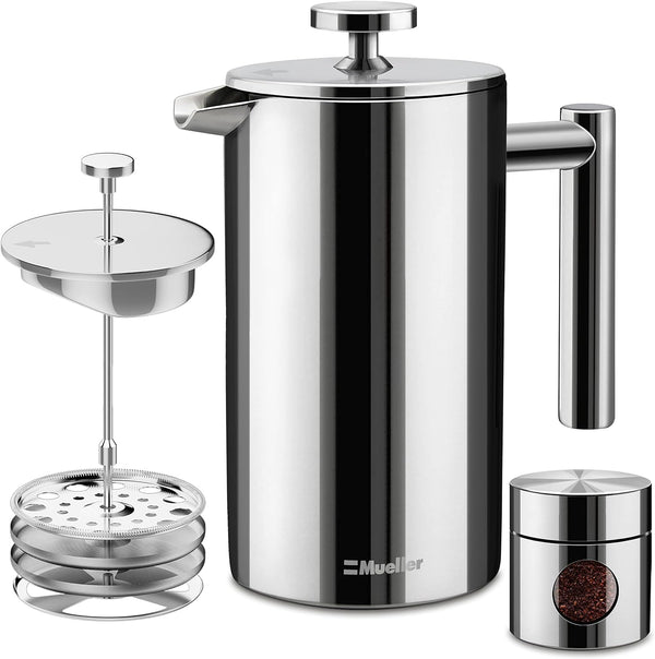 MuellerLiving French Press Coffee Maker, 20 oz, Stainless Steel, 4 Filters, Double Insulated, Rust-Free, Dishwasher Safe - Premium Coffee Maker from Visit the Mueller Store - Just $49.99! Shop now at Handbags Specialist Headquarter