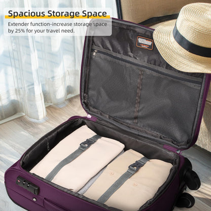 LARVENDER Expandable 5-Piece Spinner Luggage Set
