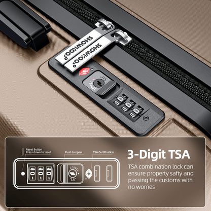 Expandable ShowKoo Suitcase - Durable & TSA Lock