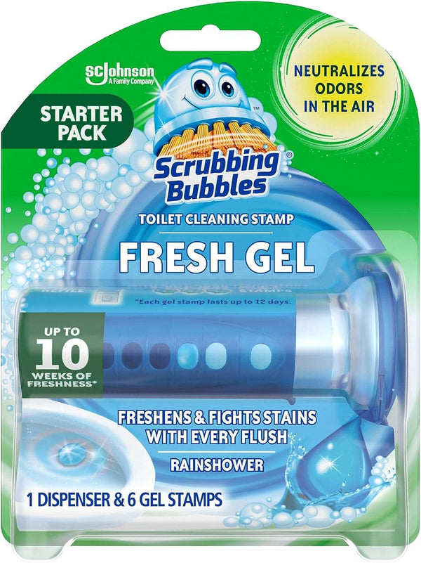 Scrubbing Bubbles Fresh Gel Toilet Bowl Cleaning Stamps Starter Pack, Clean and Prevent Limescale and Toilet Rings, Rainshower Scent, 1 Dispenser With 6 Stamps, 1.34 Oz - Premium Bath and body from Visit the Scrubbing Bubbles Store - Just $7.99! Shop now at Handbags Specialist Headquarter