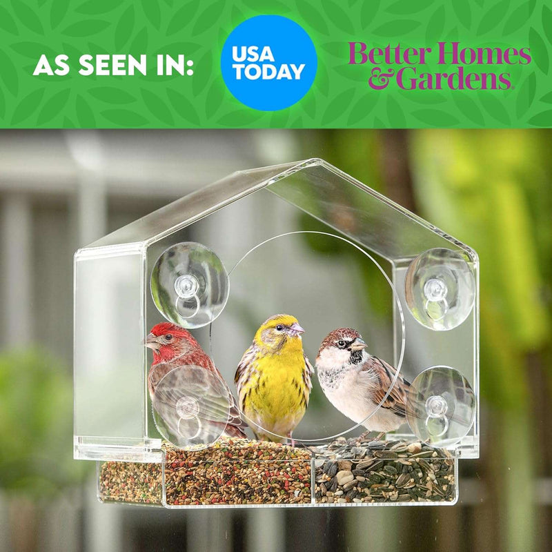 Bird Feeders for Outside - Large Bird House Style Window with Strong Suction Cups with Drain Holes, Removable Tray, Large Seed Capacity and Rubber Perch - Premium Birds from Visit the Gray Bunny Store - Just $36.99! Shop now at Handbags Specialist Headquarter