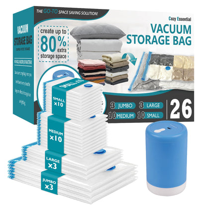 CozyVac Travel Bags with Pump - 6 Pack Space Savers