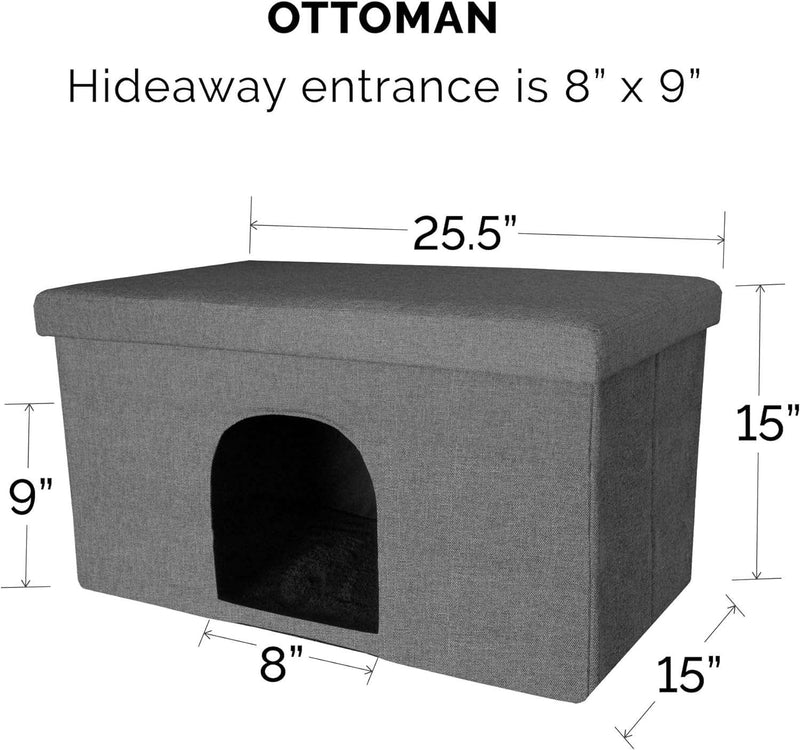 Furhaven Pet House for Indoor Cats & Medium/Small Dogs, Collapsible & Foldable w/ Plush Ball Toy - Living Room Ottoman Cat Condo - Stormy Gray, Large - Premium cats supplies from Visit the Furhaven Store - Just $39.99! Shop now at Handbags Specialist Headquarter