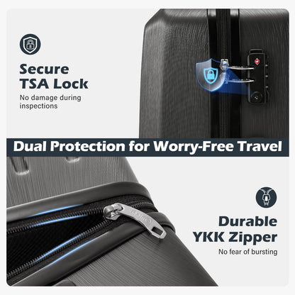 Coolife Expandable Spinner Luggage Set - 3 Piece