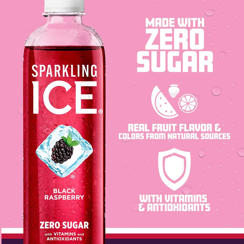 Sparkling Ice, Black Raspberry Sparkling Water, Zero Sugar Flavored Water, with Vitamins and Antioxidants, Low Calorie Beverage, 17 fl oz Bottles (Pack of 12) - Premium Grocery & Gourmet Food from Visit the Sparkling Ice Store - Just $18.99! Shop now at Handbags Specialist Headquarter
