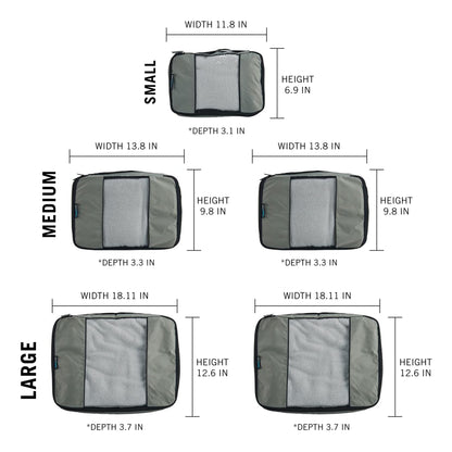 TravelWise Weekender Packing Cube Set - Silver 5-Piece