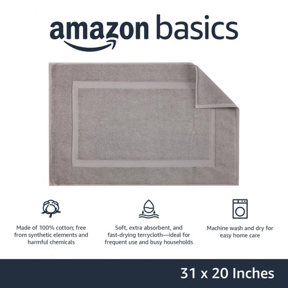 Soft Silver Banded Bath Rug Mat