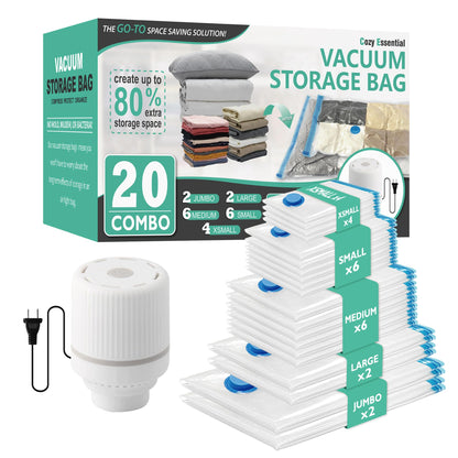 CozyVac Travel Bags with Pump - 6 Pack Space Savers